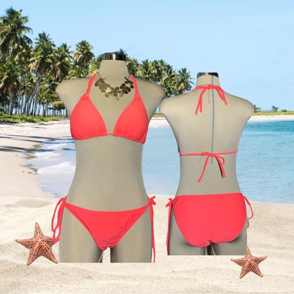 AQUAFUNKY Orange Two Pieces Bikini Swimsuit Size S